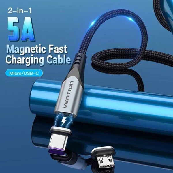 Cable USB 2.0 Vention CQNHD/ USB Macho/ MicroUSB Macho - USB Tipo-C Macho/ 50cm/ Gris - Imagen 2