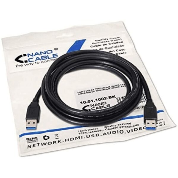Cable USB 3.0 Nanocable 10.01.1002-BK/ USB Macho - USB Macho/ 2m/ Negro - Imagen 5