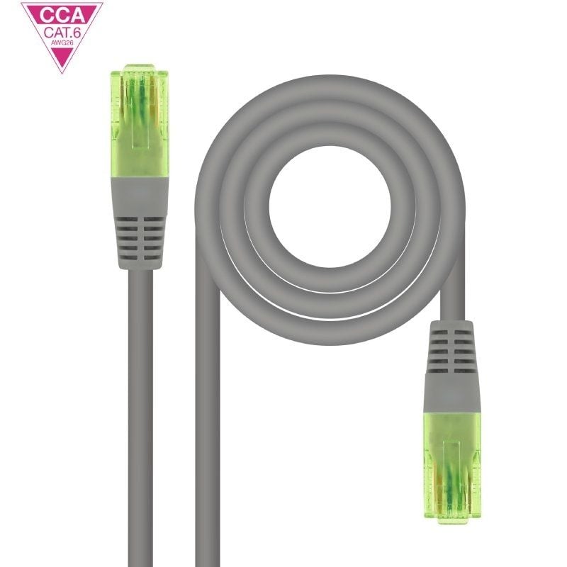 Cable de Red RJ45 UTP Nanocable 10.20.1400-L25 Cat.6/ 25cm/ Gris 8433281015210 10.20.1400-L25 NAN-CAB 10 20 1400-L25