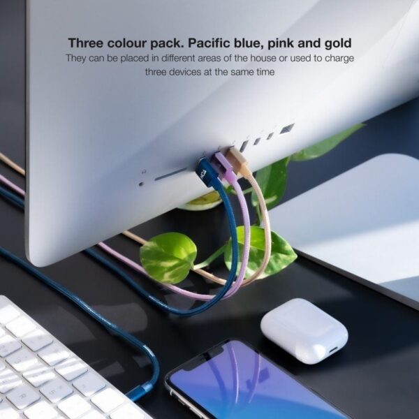 Cables USB 2.0 Lightning Nanocable 10.10.0401-CO2/ USB Macho - Lightning Macho/ 1m/ 3 Unidades/ Rosa, Dorado, Azul Pacífico - Imagen 4