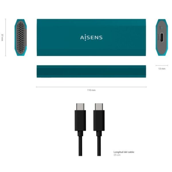Caja Externa para Disco SSD M.2 SATA/NVMe Aisens ASM2-019BLU/ USB 3.1/ Sin tornillos - Imagen 3