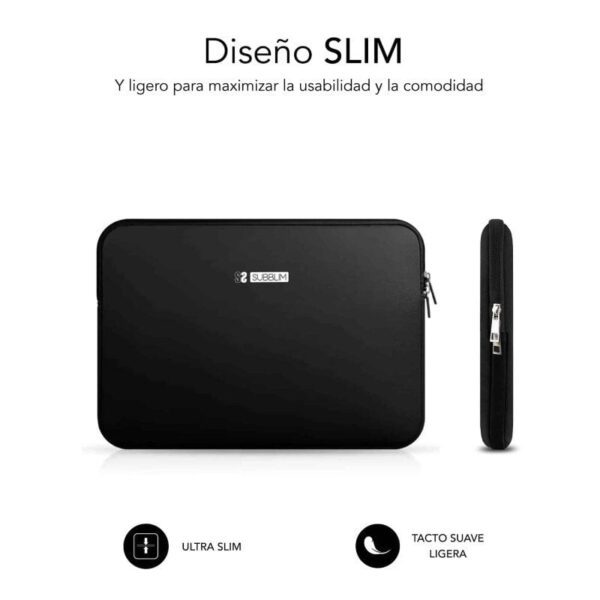 Funda Subblim Business Laptop Sleeve Neoprene V2 para Portátiles hasta 15.6"/ Negra - Imagen 3