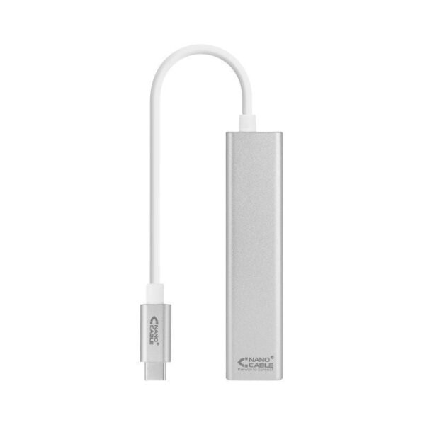 Hub USB Tipo-C Nanocable 10.03.0404/ 3xUSB/ 1xRJ45/ Gris 8433281009516 10.03.0404 NAN-ADP 10 03 0404