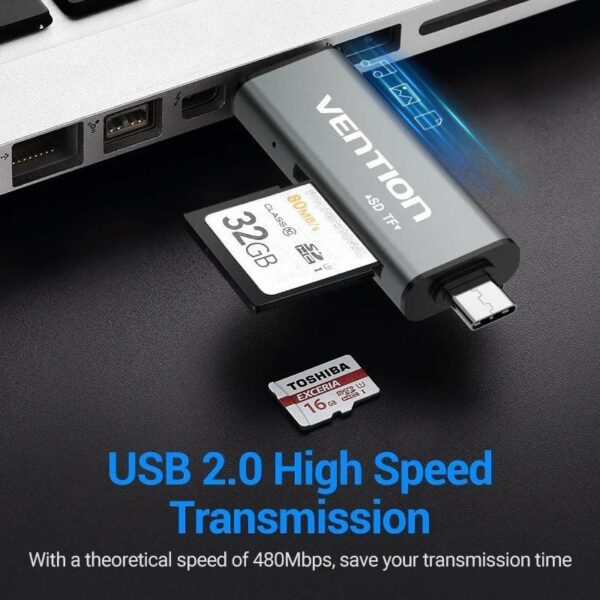 Lector de Tarjetas Externo Vention CCJH0/ USB 2.0 - Imagen 3