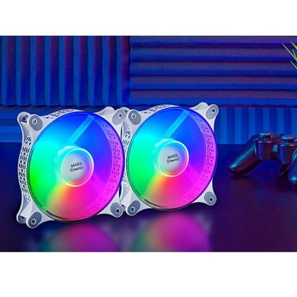 Pack 2 Ventiladores Mars Gaming MFDUOW/ 12cm/ FRGB/ Blancos - Imagen 5