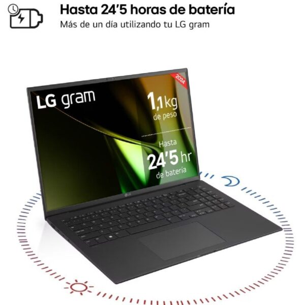 Portátil LG Gram 16ZD90S-G.AX75B Intel Core Ultra 7-155H/ 16GB/ 512GB SSD/ 16"/ Sin Sistema Operativo - Imagen 2