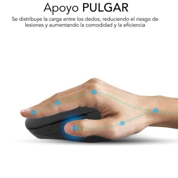 Ratón Ergonómico Inalámbrico por Bluetooth/ 2.4GHz Subblim Curve Ergo Dual Battery/ Batería recargable/ Hasta 1600 DPI/ Negro - Imagen 5