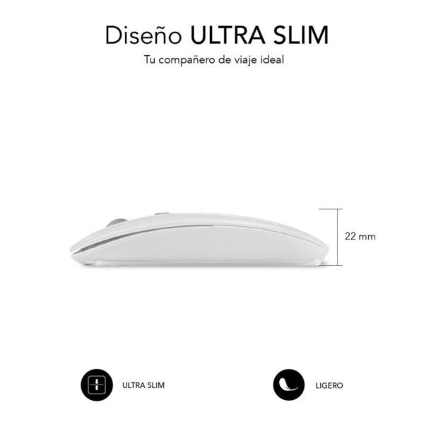 Ratón Inalámbrico por Bluetooth Subblim Dual Flat/ Batería recargable/ Hasta 1600 DPI/ Blanco - Imagen 3