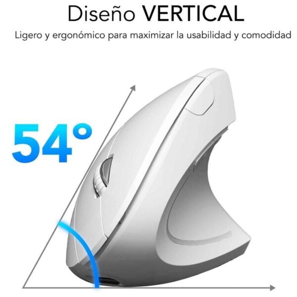 Ratón Vertical Inalámbrico por Bluetooth/ 2.4GHz Subblim Glide Vertical Ergo Dual Battery/ Batería Recargable/ Hasta 1600 DPI/ Blanco - Imagen 3
