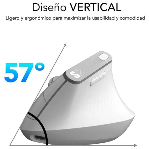 Ratón Vertical Inalámbrico por Bluetooth/ 2.4GHz Subblim Nature Vertical Ergo Dual Battery/ Batería Recargable/ Hasta 4000 DPI/ Blanco - Imagen 3