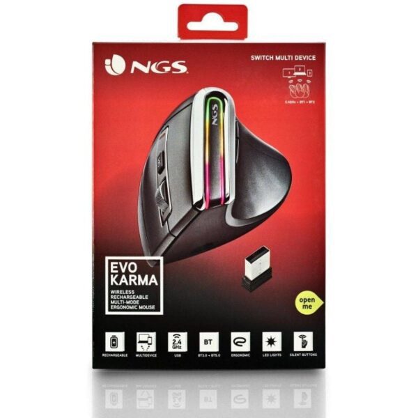 Ratón Vertical Inalámbrico por Bluetooth NGS Evo Karma/ Batería recargable/ Hasta 3200 DPI - Imagen 5