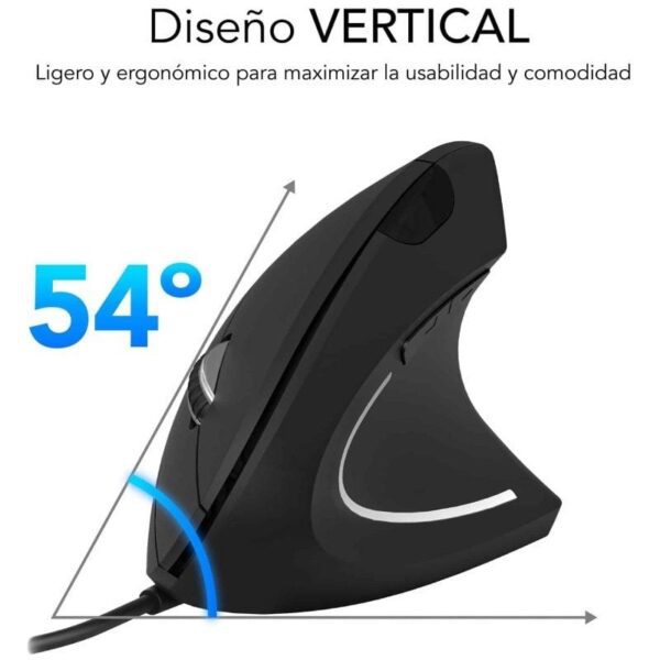 Ratón Vertical Subblim Glide Vertical Ergo Wired/ Hasta 1600 DPI/ Negro - Imagen 3