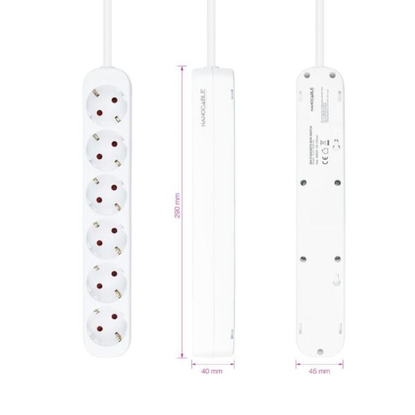 Regleta Nanocable 10.37.0006-NS/ 6 Tomas de Corriente/ Cable 1.4m/ Blanca - Imagen 3