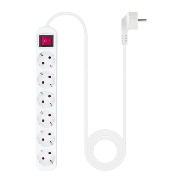 Regleta con Interruptor Nanocable 10.37.0006/ 6 Tomas de Corriente/ Cable 1.4m/ Blanca - Imagen 2