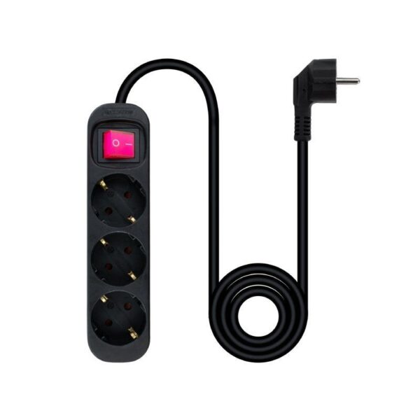 Regleta con Interruptor Nanocable 10.38.0003-BK/ 3 Tomas de Corriente/ Cable 1.4m/ Negra - Imagen 2