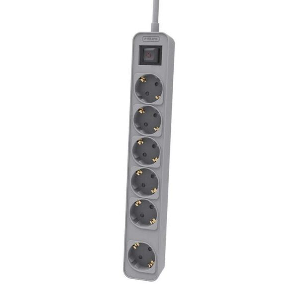 Regleta con Interruptor Philips CHP2164G/10/ 6 Tomas de corriente/ Cable 1.5m/ Gris 4895229132375 CHP2164G/10 PHIL-REGLETA CHP2164G