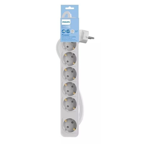 Regleta con Interruptor Philips CHP2164W/62/ 6 Tomas de corriente/ Cable 1.5m/ Blanco - Imagen 2