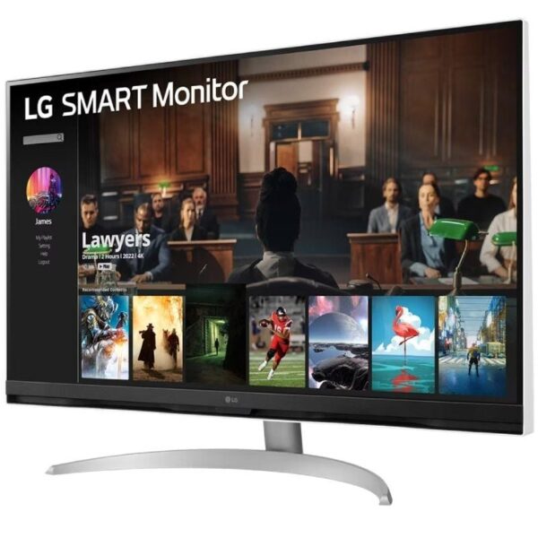 Smart Monitor LG 32SQ700S-W 31.5"/ 4K/ Multimedia/ Regulable en altura/ Smart TV/ Plata y Blanco - Imagen 2