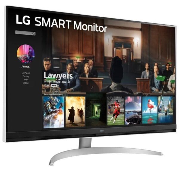 Smart Monitor LG 32SQ700S-W 31.5"/ 4K/ Multimedia/ Regulable en altura/ Smart TV/ Plata y Blanco - Imagen 3