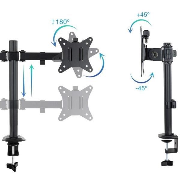 Soporte de Mesa para 2 Monitores TooQ DB1802TN-B/ Giratorio/ Inclinable/ hasta 8kg - Imagen 2