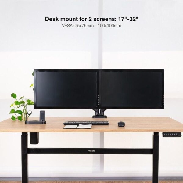 Soporte de Mesa para 2 Monitores TooQ DB5132TNR-B/ Giratorio/ Inclinable/ hasta 9kg - Imagen 4