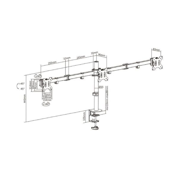 Soporte de Mesa para 3 Monitores Aisens DT27TSR-061/ Giratorio/ Inclinable/ hasta 7kg - Imagen 5
