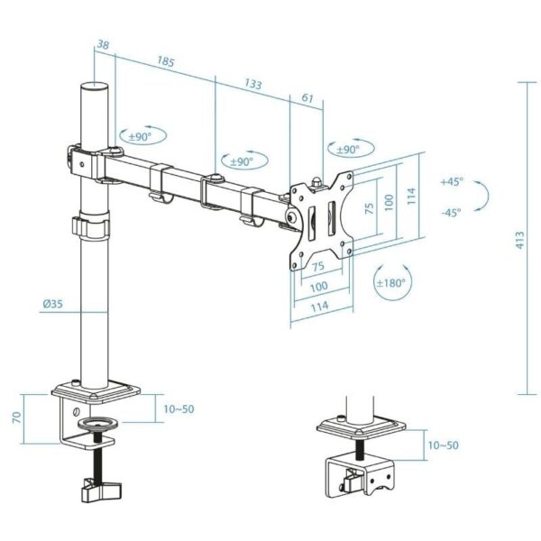 Soporte de Mesa para Monitor TooQ DB1801TN-B/ Giratorio/ Inclinable/ hasta 8kg - Imagen 5