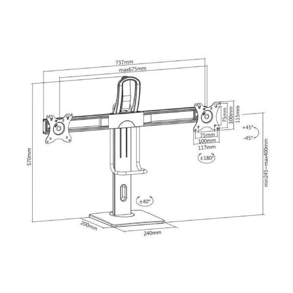 Soporte de Sobremesa con Contrapeso para 2 Monitores Aisens DT27TSR-065/ Giratorio/ Inclinable/ hasta 6kg - Imagen 5
