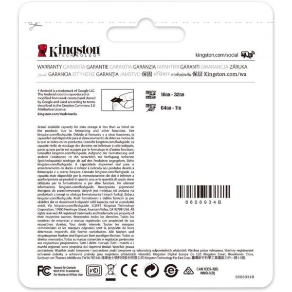 Tarjeta de Memoria Kingston CANVAS Select Plus 64GB microSD XC/ Clase 10/ 100MBs - Imagen 4