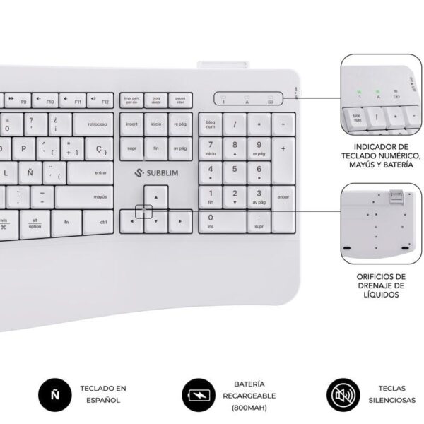 Teclado y Ratón Inalámbrico Subblim Combo Dual Office Prowave/ Blanco - Imagen 2