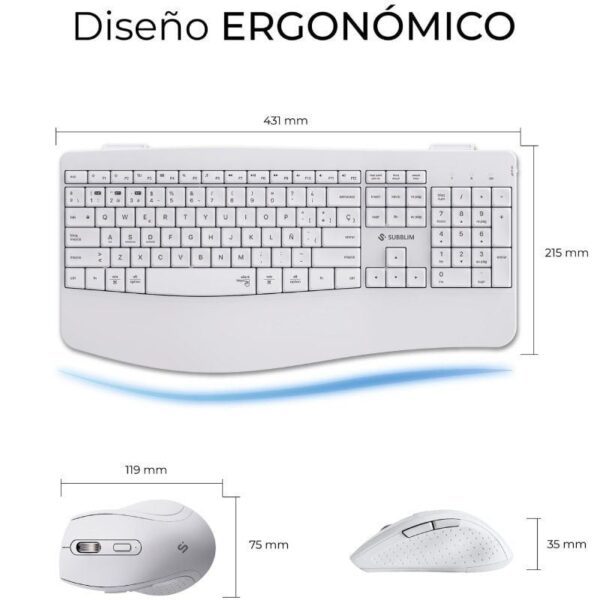 Teclado y Ratón Inalámbrico Subblim Combo Dual Office Prowave/ Blanco - Imagen 3