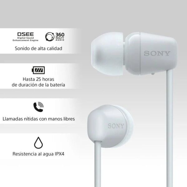 Auriculares Inalámbrico Intrauditivos Sony WI-C100/ con Micrófono/ Bluetooth/ Blancos - Imagen 4