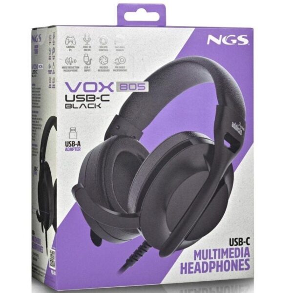 Auriculares NGS VOX805 USB-C/ con Micrófono/ USB Tipo-C/ Negros - Imagen 5