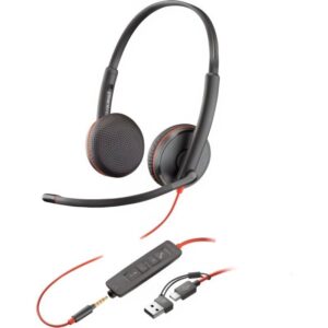 Auriculares Poly Blackwire 3225 + 3.5 mm + Adaptador USB-C/A/ con Micrófono/ Jack 3.5 - USB Tipo-C/ Bulk/ Negros 197498433080 8X229A6 HP-POL 8X229A6