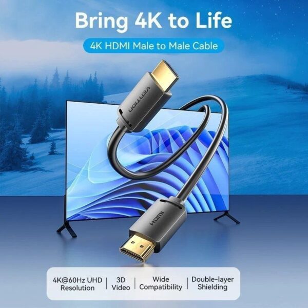 Cable HDMI 2.0 4K Vention ALJBH/ HDMI Macho - HDMI Macho/ 2m/ Negro - Imagen 2