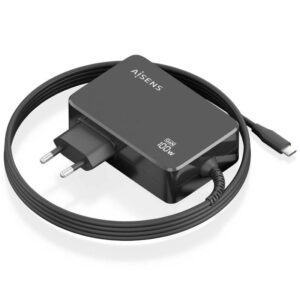 Cargador de Portátil GaN Aisens ASCH-1PD100WL50-BK USB Tipo-C/ 100W/ Automático/ Voltaje 5-20V 8435739902912 ASCH-1PD100WL50-BK AIS-CARGA ASCH-1PD100WL50-BK