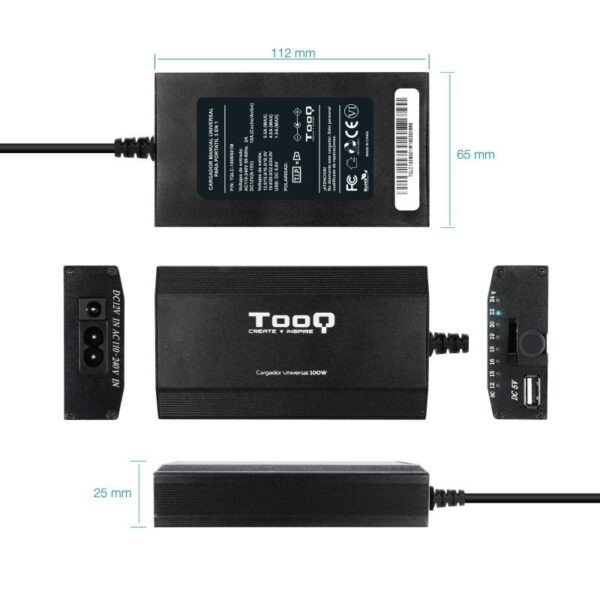 Cargador de Portátil TooQ TQLC-100BS01M/ 100W/ Manual/ 12 Conectores/ Voltaje 12-24V/ 1 USB - Imagen 3