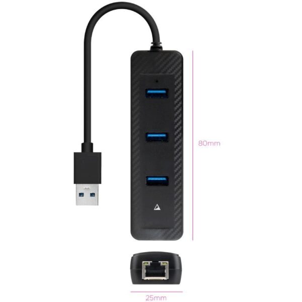 Hub USB 3.0 Nanocable 10.16.4604/ 3xUSB/ 1xRJ45/ Negro - Imagen 2