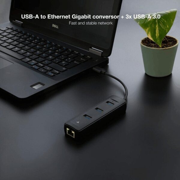 Hub USB 3.0 Nanocable 10.16.4604/ 3xUSB/ 1xRJ45/ Negro - Imagen 3