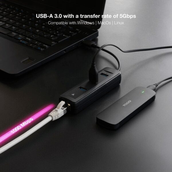 Hub USB 3.0 Nanocable 10.16.4604/ 3xUSB/ 1xRJ45/ Negro - Imagen 4