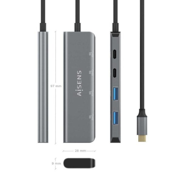 Hub USB Tipo-C Aisens A109-0763/ 2xUSB/ 2xUSB Tipo-C/ Gris - Imagen 4