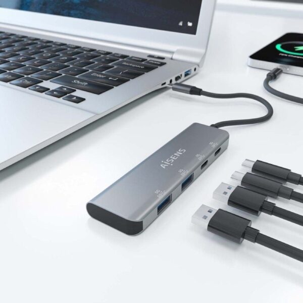 Hub USB Tipo-C Aisens A109-0763/ 2xUSB/ 2xUSB Tipo-C/ Gris - Imagen 5