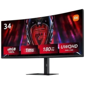 Monitor Gaming Curvo Xiaomi Curved Gaming Monitor G34WQi 34"/ WQHD/ 1ms/ 180Hz/ Negro 6941948702097 ELA5454EU XIA-M CURV G MON G34WQI