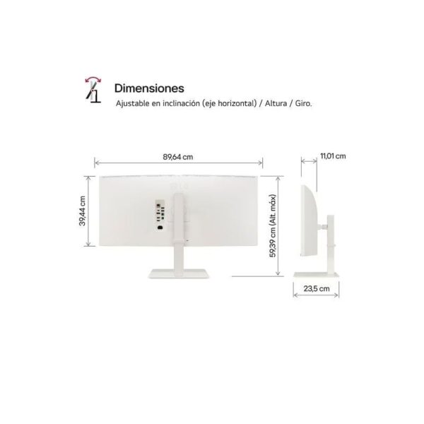 Monitor Profesional Ultrapanorámico Curvo LG UltraWide 38WR85QC-W 37.5"/ WQHD+/ Multimedia/ Blanco - Imagen 4