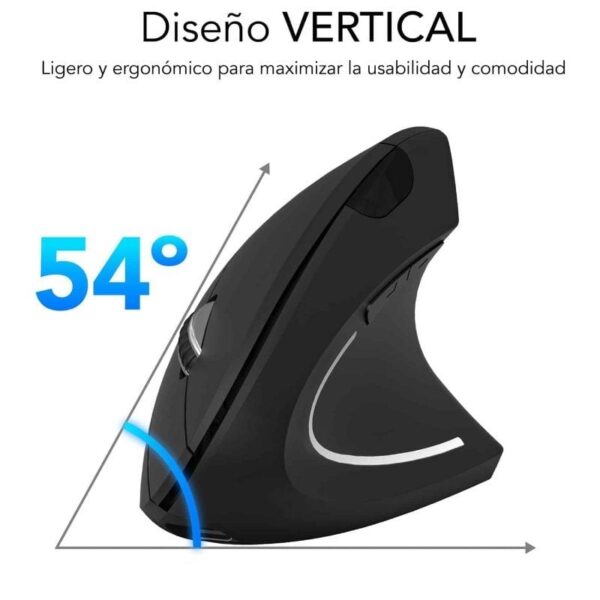 Ratón Vertical Inalámbrico por Bluetooth/ 2.4GHz Subblim Glide Vertical Ergo Dual Battery/ Batería Recargable/ Hasta 1600 DPI/ Negro - Imagen 3