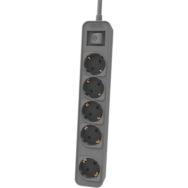 Regleta con Interruptor Philips CHP2154G/10/ 5 Tomas de corriente/ Cable 1.5m/ Gris 4895229132184 CHP2154G/10 PHIL-REGLETA CHP2154B 10