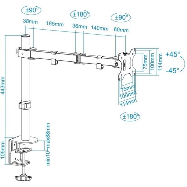 Soporte de Mesa para Monitor TooQ DB1032TN-B/ Giratorio/ Inclinable/ hasta 8kg - Imagen 5