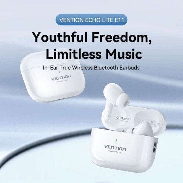 Auriculares Bluetooth Vention Echo Lite E11 con estuche de carga/ Autonomía 6h/ Blancos - Imagen 2