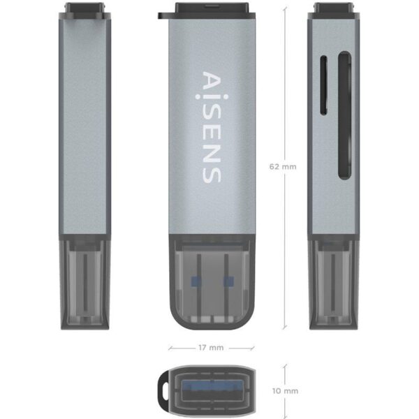 Lector de Tarjetas Externo Aisens ASCR-2A09-GR/ USB 3.1 - Imagen 4