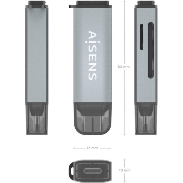 Lector de Tarjetas Externo Aisens ASCR-2A09-GR/ USB 3.1 - Imagen 4